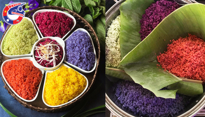These appealing sticky rice dishes reflect the beauty of the Cao Bang mountains and forests

