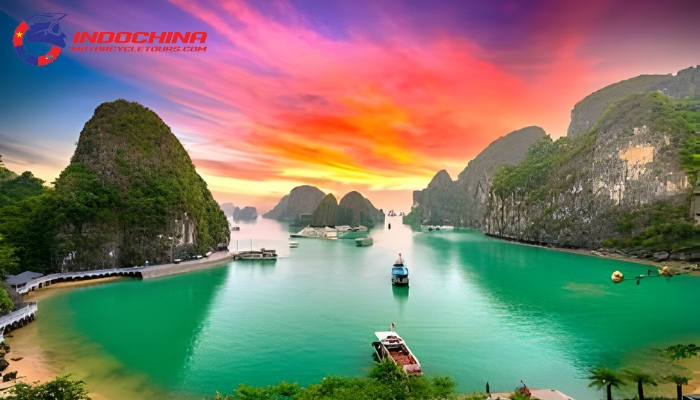 Experience the stunning beauty of Ha Long Bay on an off-road motorcycle adventure tour in Vietnam