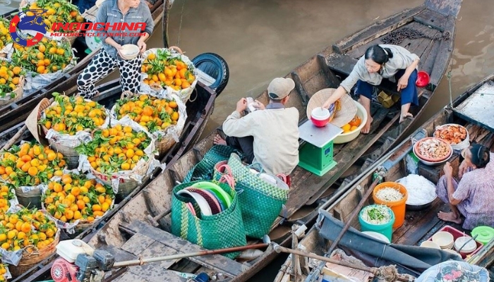 The Cai Rang Floating Market is a highlight in Mekong Delta