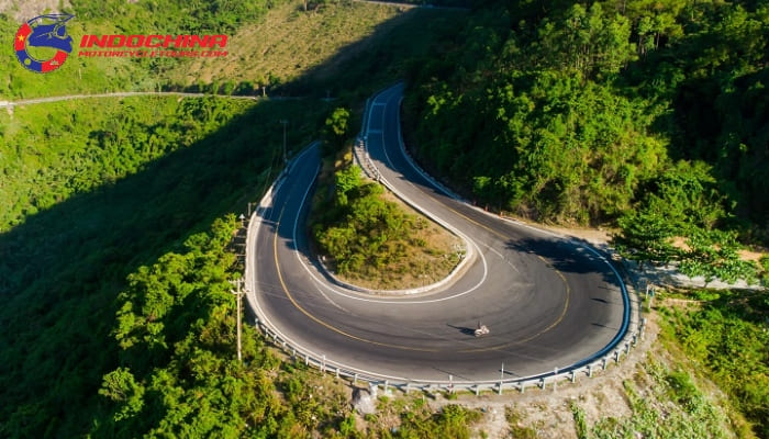 The lush green vegetation of Hai Van Pass